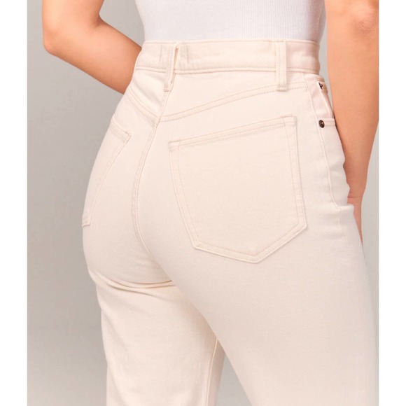 Abercrombie Curve Love 90s Straight Leg Ultra High Rise Cream 27 - Picture 8 of 14
